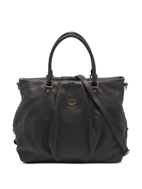 MCM Pre-Owned logo-detail grained handbag Grey 1397556