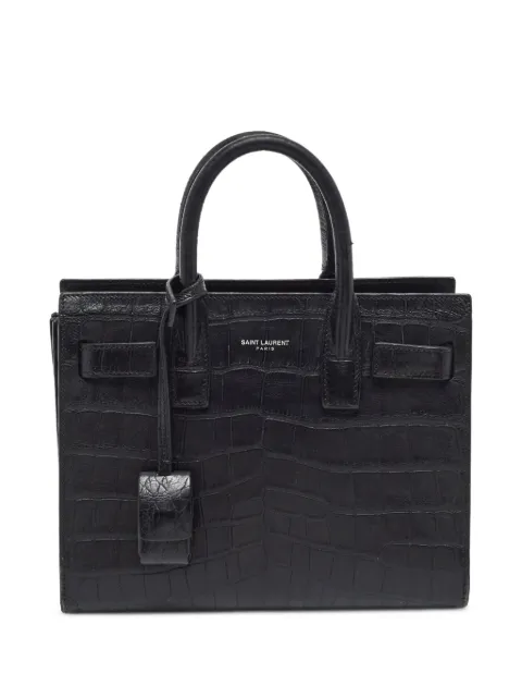 Saint Laurent Pre-Owned 2016 nano Sac De Jour crocodile-effect tote bag Black 1393250