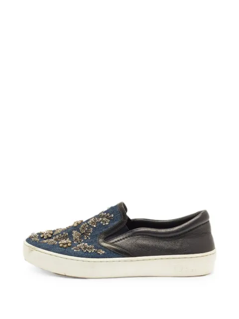 Christian Dior Pre-Owned Happy crystal-embellished slip-on sneakers Blue 1391036