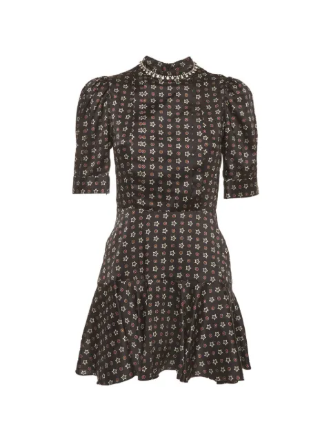 SANDRO crystal-embellished star-print mini dress Black 1388458