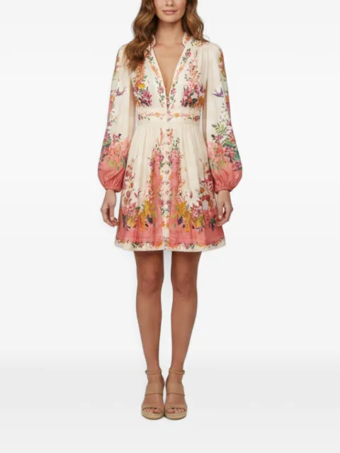 ZIMMERMANN Tropicana floral-print mini dress Neutrals 1389906