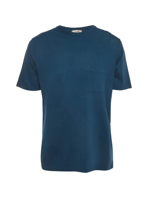 Hermès Pre-Owned piqué-effect chest-pocket T-shirt Blue 1386877