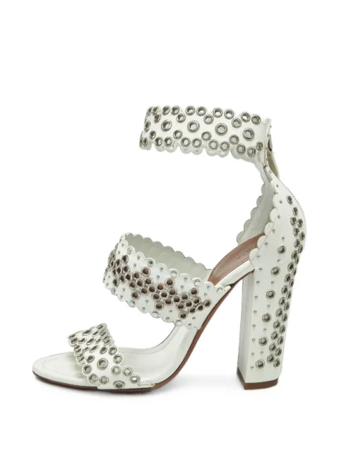 Alaïa Pre-Owned scalloped grommet heeled sandals White 1387681