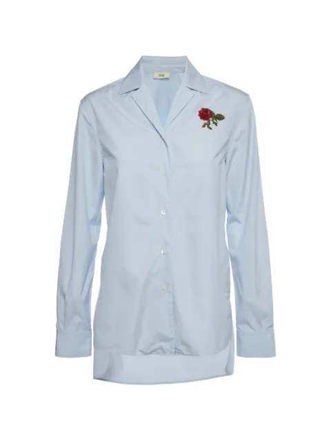 Celine Pre-Owned pinstripe rose-embroidered shirt Blue 1393494