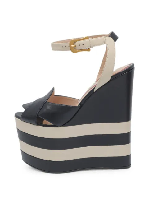 Gucci Pre-Owned Sally striped wedge sandals Blue 1340535