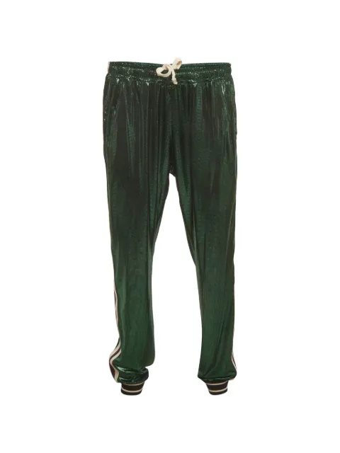 Gucci Pre-Owned logo striped laminated track pants Green 1382539