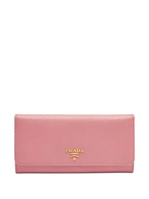 Prada Pre-Owned logo-detail flap wallet Pink 1381484