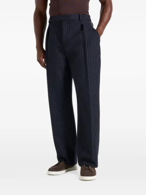 Manière De Voir Dorian in navy pinstripe wool pleated trousers Blue MAN31472