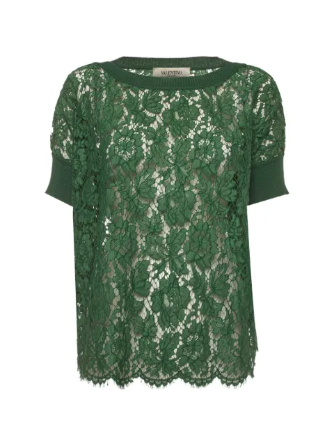 Valentino Garavani Pre-Owned floral lace boat neck top Green 1396896