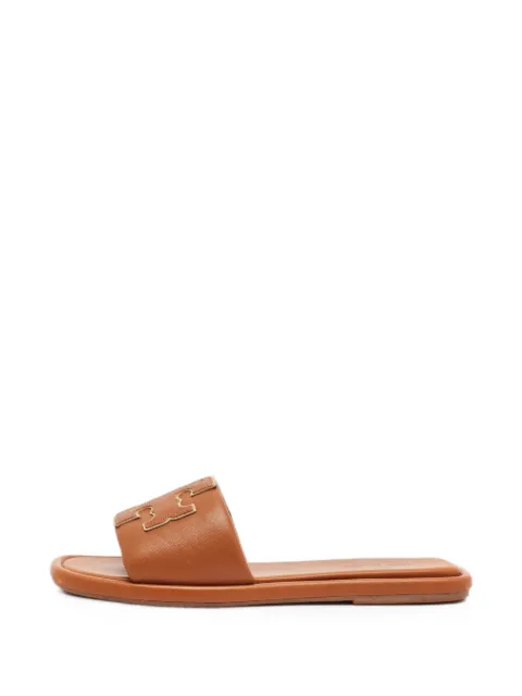 Tory Burch Double T leather slides Brown 1397778