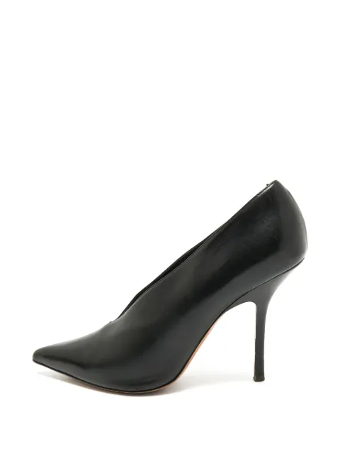 Celine Pre-Owned V-neck pointed-toe leather pumps Black 1388801
