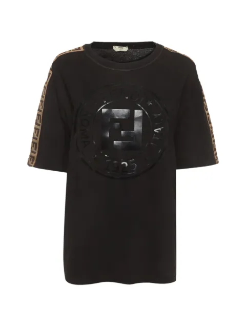 Fendi Pre-Owned logo-print FF-tape T-shirt Black 1398004