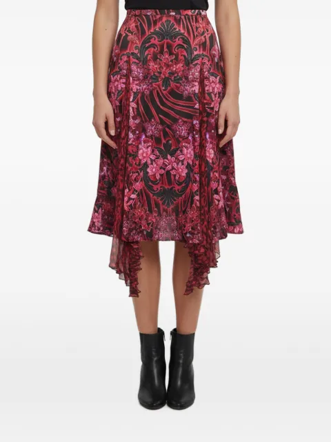 Versace Pre-Owned orchid-print asymmetric midi skirt Pink 1383865
