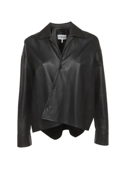 Loewe Pre-Owned asymmetric-hem leather jacket Black 1400809