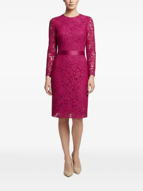 Carolina Herrera Vintage floral-lace belted midi dress Pink 1393717