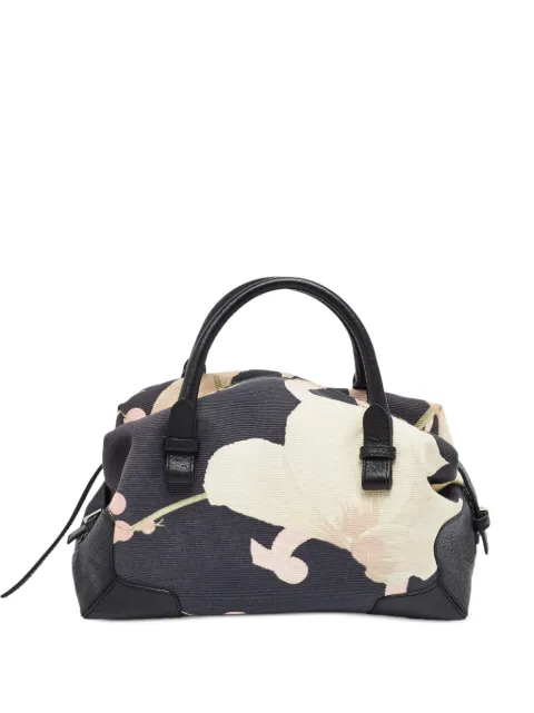Ferragamo Pre-Owned floral-print satchel bag Black 1401207
