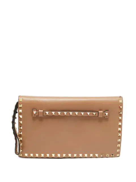 Valentino Garavani Pre-Owned Rockstud flap clutch bag Neutrals 1380982