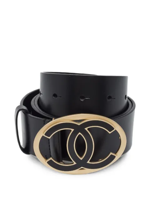 CHANEL Pre-Owned CC oval buckle belt Black 1369694