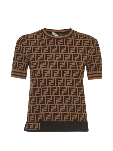 Fendi Pre-Owned Zucca jacquard T-shirt Brown 1388367
