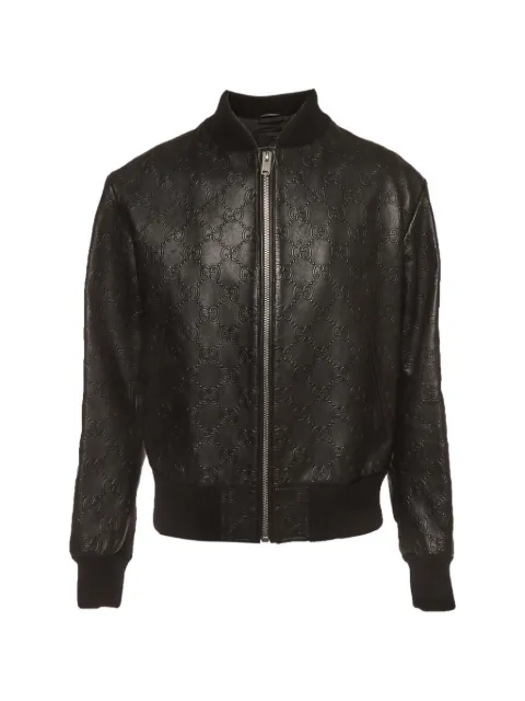 Gucci Pre-Owned GG Monogram leather bomber jacket Black 1377728