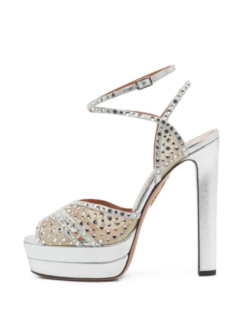 Aquazzura Lover Plateau crystal-embellished sandals Silver 1398019