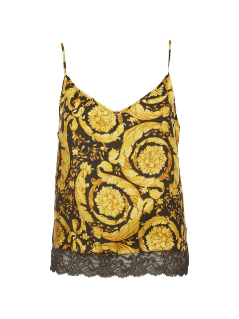 Versace Pre-Owned Barocco lace-trim camisole Black 1382816