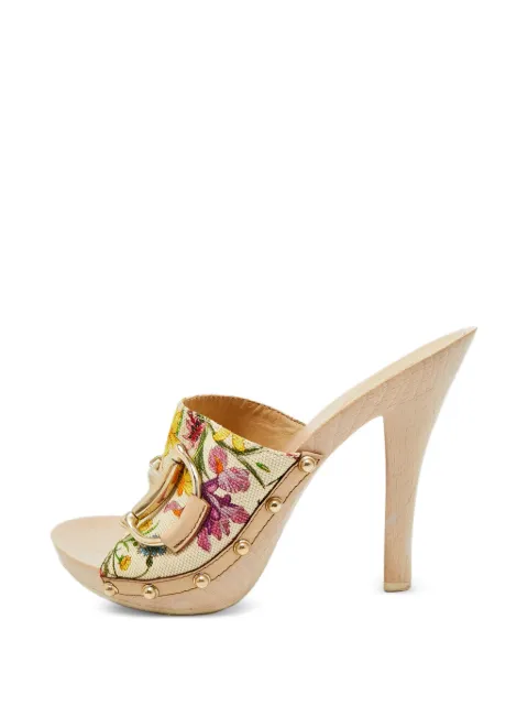 Gucci Pre-Owned Flora Horsebit clogs Neutrals 1381674