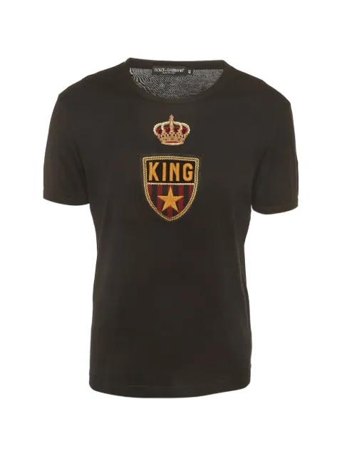 Dolce & Gabbana Pre-Owned crest-appliqué T-shirt Black 1388979