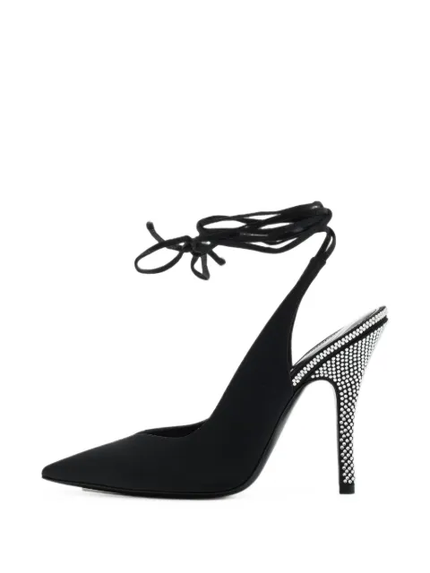 The Attico Venus crystal-embellished ankle-wrap pumps Black 1383203