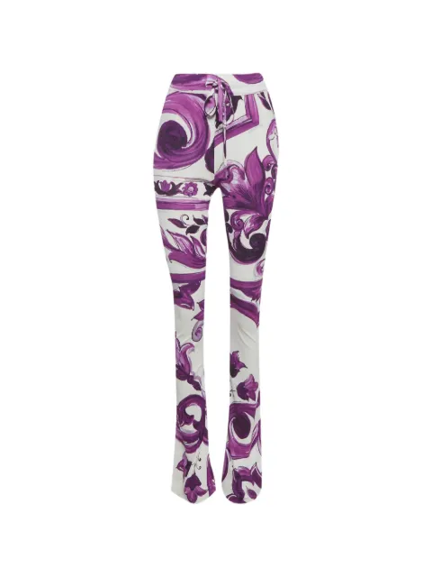 Dolce & Gabbana Pre-Owned Majolica-print flared trousers White 1378308