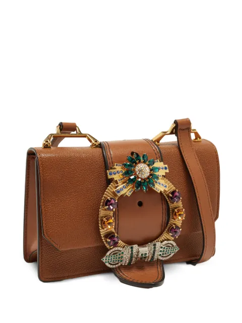 Miu Miu Pre-Owned Lady crystal-embellished shoulder bag Brown 1375373