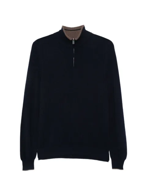 Fedeli half-zip knitted sweater Blue MU008411B