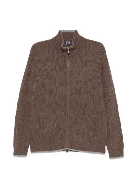 Fedeli cable-knit zip-fastening cardigan Brown MU006550