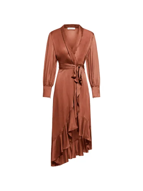 ZIMMERMANN ruffled silk wrap midi dress Orange 8066DF26R