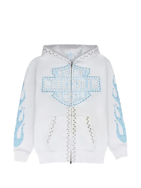 STADIUM GOODS® Chop333r crystal-embellished zip-up hoodie White MDRMHDS0023