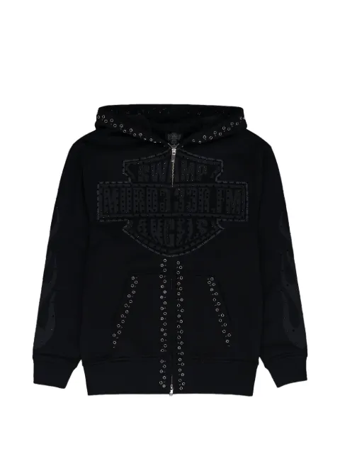 MURD333R.FM Chop333r rhinestone-embellished zip-up hoodie Black MDRMHDS0022