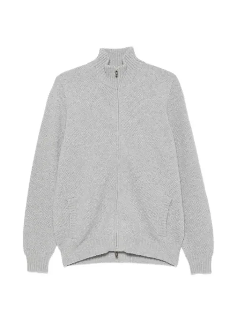 Fedeli zip-fastening waffle-knit cardigan Grey MU006575