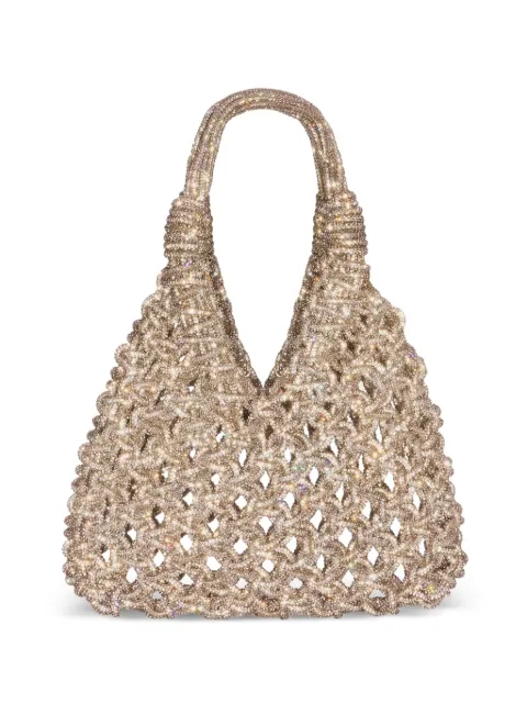 Hibourama small Vannifique crystal-embellished woven tote bag Gold AI26HIBVANNIFIQUE