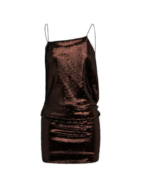 Alex Perry sequin-embellished draped mini dress Brown D1759PF26