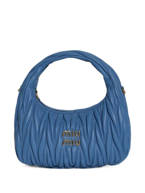 Miu Miu Wander Matelassé nappa leather bag Blue 5BC125VOOYAN88