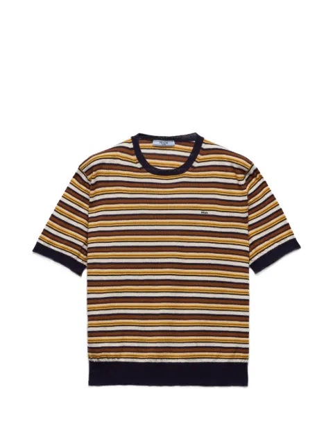 Prada striped embroidered sweater Blue P24F3MSOOO6220