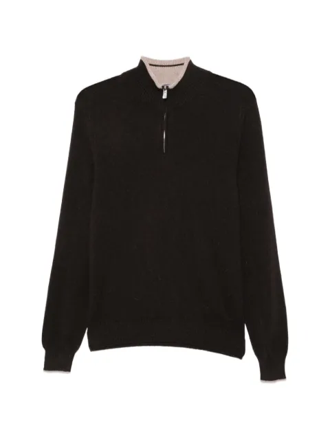 Fedeli half-zip ribbed-trim sweater Brown MU008411B