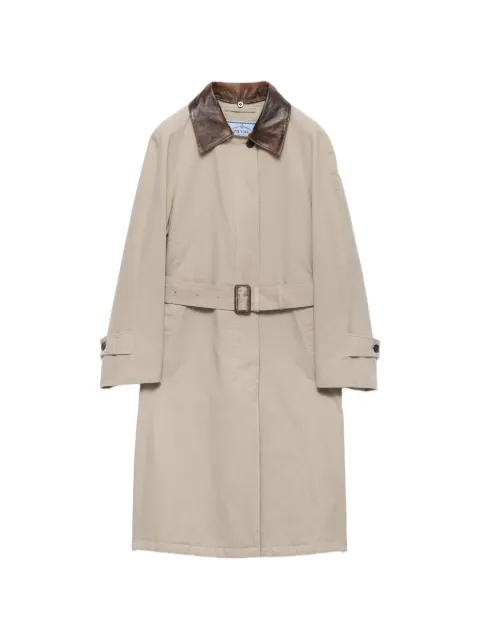 Prada single-breasted old poplin coat Neutrals P648TESOOO19WY