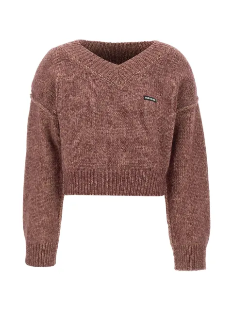 ROTATE BIRGER CHRISTENSEN logo-patch V-neck sweater Red 1165663113099