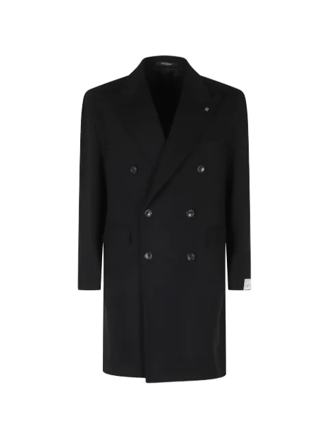 Tagliatore double-breasted peak-lapel coat Black CSBL10B350001UPER013099