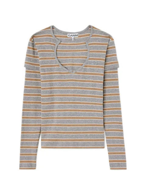 GANNI long-sleeve top in stripe Grey A1040483
