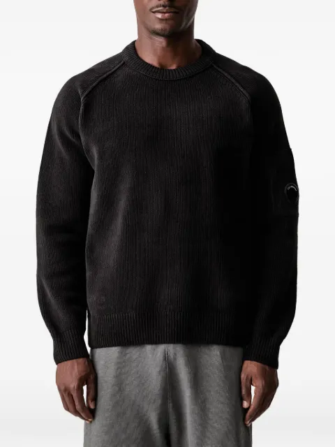 C.P. Company chenille cotton lens crewneck sweater Black 21CMKN196A005558G