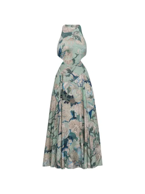 Givenchy floral-print halter-neck dress Green BW22TC16QZ326