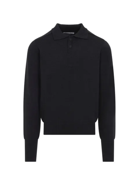 Studio Nicholson Sark long-sleeve knitted polo shirt Grey SARKSN1503