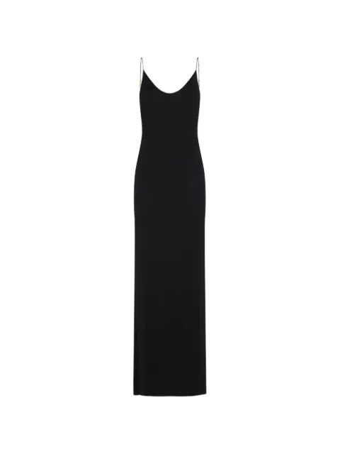 Saint Laurent Cassandre-chain backless dress in knit Black 876792Y38DS